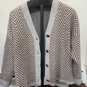 Ann Taylor herringbone boyfriend cardigan sweater size XL